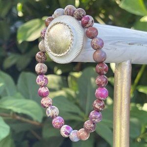 8mm Purple Imperial Jasper Bead Stretch Bracelet